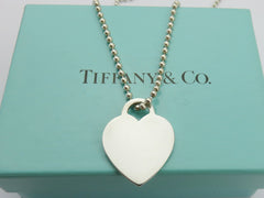 TIFFANY & CO Silver Return to Tiffany Heart Tag Long Beaded Chain Necklace