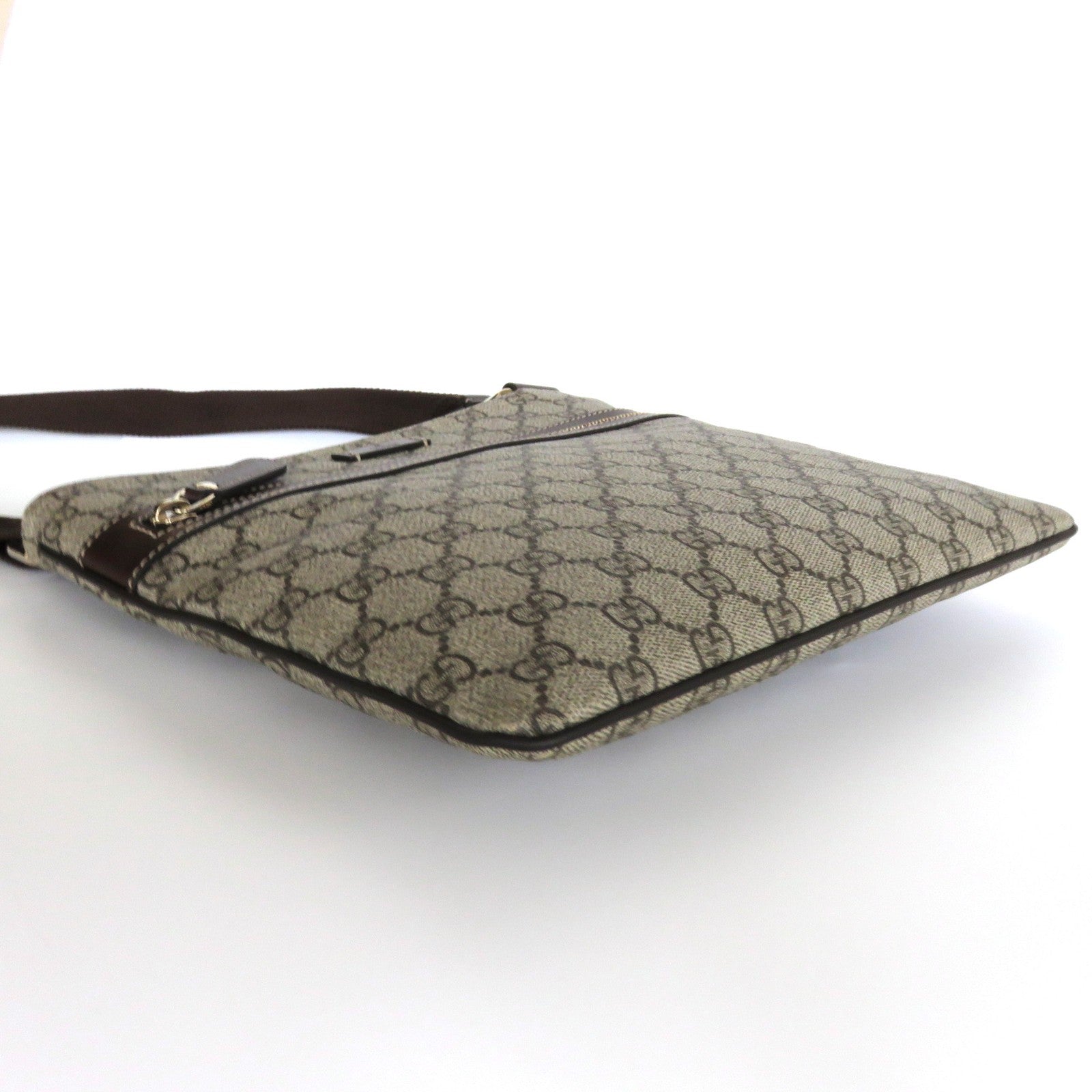 GUCCI Brown GG Monogram Canvas Leather Unisex Cross Body Bag Purse Authentic