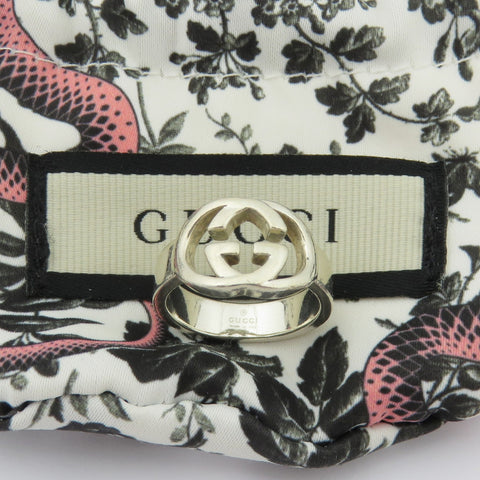 GUCCI 925 Sterling Silver Interlocking G Ring Size 5 Made in Italy with Pouch