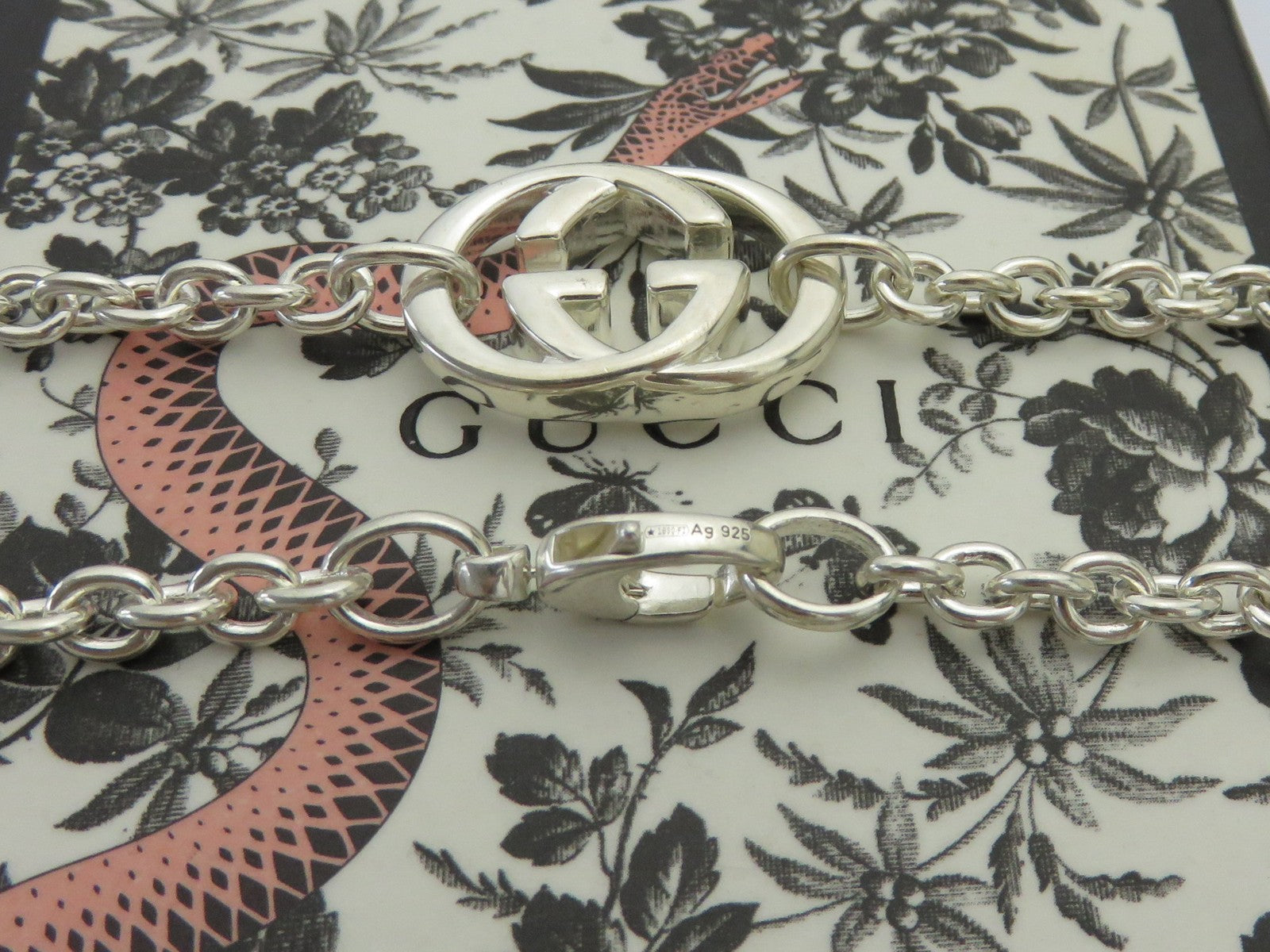 Gucci Sterling Silver Interlocking G Oval Link Pendant Price Includes US Tariff