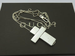 Gucci Sterling Silver Large Cross Long Chain Pendant Price Includes US Tariff