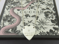 Gucci Sterling Silver Trademark Heart Pendant Necklace Price Includes US Tariff