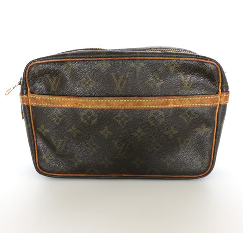 LOUIS VUITTON Monogram Canvas Leather Unisex Clutch Bag Authentic Made in France