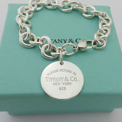 TIFFANY & CO 925 Silver Return to Tiffany Round Bold Link Bracelet Authentic Box