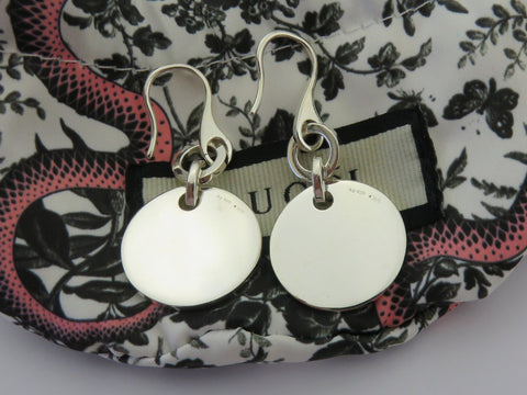 Gucci Sterling Silver Trademark Round Dangle Earrings Price Includes US Tariff