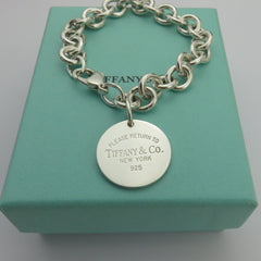TIFFANY & CO 925 Silver Return to Tiffany Round Bold Link Bracelet Original Box