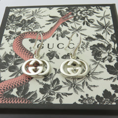 Gucci 925 Silver Interlocking G Dangle Earrings Authentic with Box Pouch Italy
