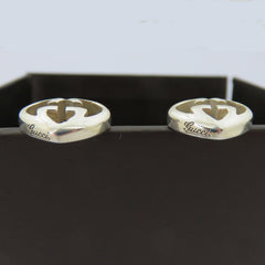 Gucci 925 Sterling Silver Interlocking G Heart Earrings Authentic with Box