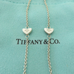 TIFFANY & CO 925 Sterling Silver Heart Link Lariat Necklace Authentic with Pouch