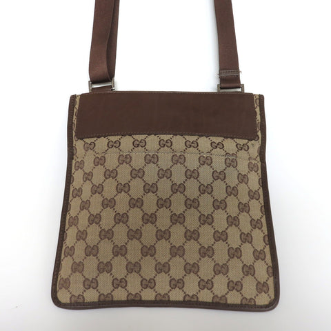 GUCCI Brown GG Monogram Canvas Leather Unisex Cross Body Bag Purse Authentic
