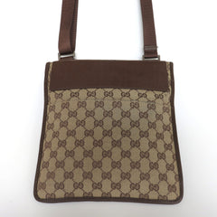GUCCI Brown GG Monogram Canvas Leather Unisex Cross Body Bag Purse Authentic