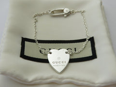Gucci Sterling Silver Trademark Heart Bracelet Price Includes US Tariff