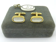 Christian Dior Gold Silver Tone Metal Logo Cufflinks Price Includes US Tariff