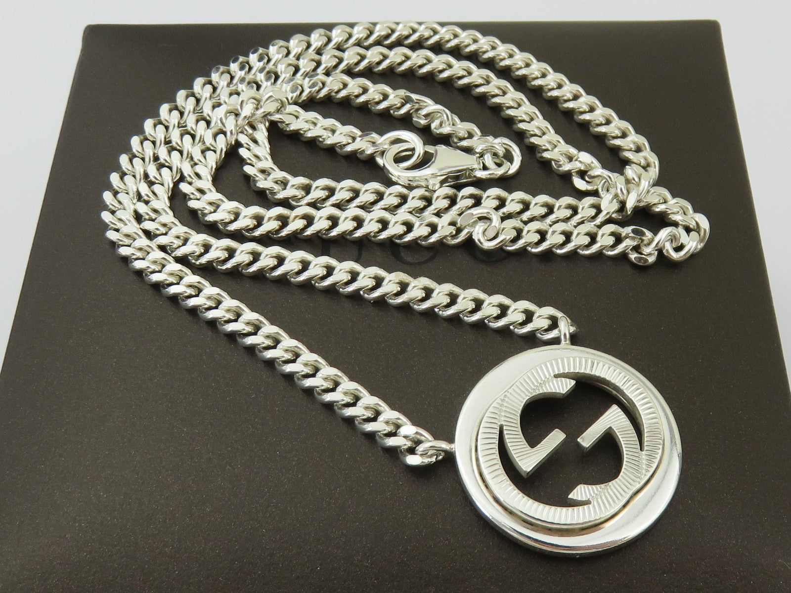Gucci Sterling Silver Interlocking G Logo Round Pendant Price Includes US Tariff