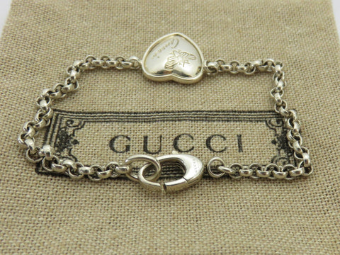 Gucci Sterling Silver Heart Butterfly Bracelet Price Includes US Tariff