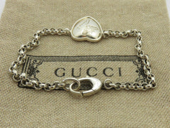 Gucci Sterling Silver Heart Butterfly Bracelet Price Includes US Tariff
