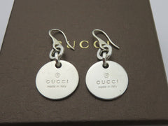 Gucci Sterling Silver Trademark Round Dangle Earrings Price Includes US Tariff