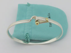 TIFFANY & CO Sterling Silver 18K Gold Hook & Eye Bangle Bracelet
