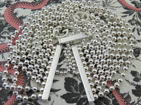 Gucci Sterling Silver 10 Beaded Chain GG Logo Bracelet Price Includes US Tariff
