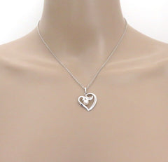Mikimoto 925 Sterling Silver Open Heart Akoya Pearl Pendant Necklace with Box