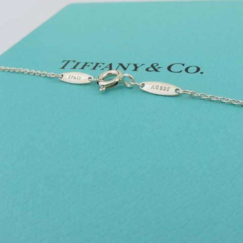 TIFFANY & CO 925 Silver Diamonds By The Yard Pendant Necklace w/ Pouch Box