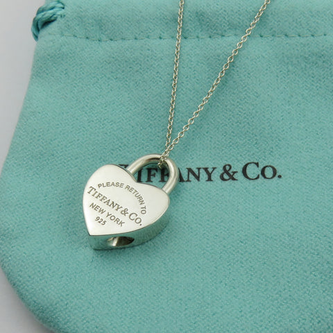 TIFFANY & CO 925 Silver Return to Tiffany Heart Padlock Pendant Necklace