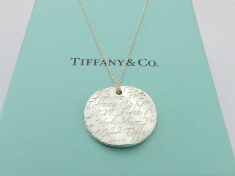 TIFFANY & CO 925 Silver Notes Round Circle Pendant Necklace with Box