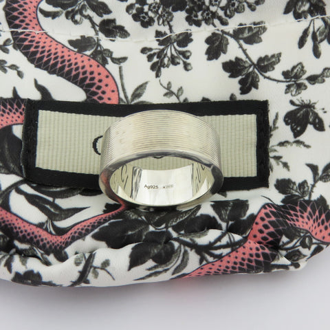 GUCCI 925 Sterling Silver Trademark Band Ring Size 7 with Pouch