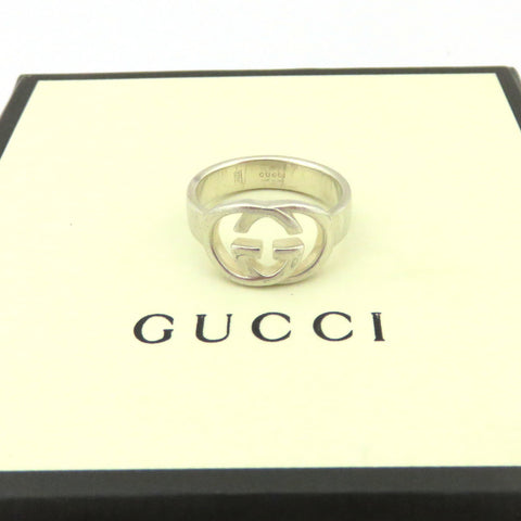 GUCCI 925 Sterling Silver Interlocking G Ring Size 6 Made in Italy with Box