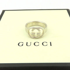 GUCCI 925 Sterling Silver Interlocking G Ring Size 6 Made in Italy with Box