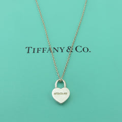 TIFFANY & CO 925 Silver Return to Tiffany Mini Heart Lock Pendant Necklace