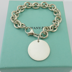 TIFFANY & CO 925 Silver Return to Tiffany Round Bold Link Bracelet with Box