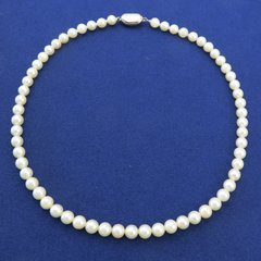 Japanese Vintage Akoya Pearl Strand Necklace 6.5-7mm Silver Clasp 42cm