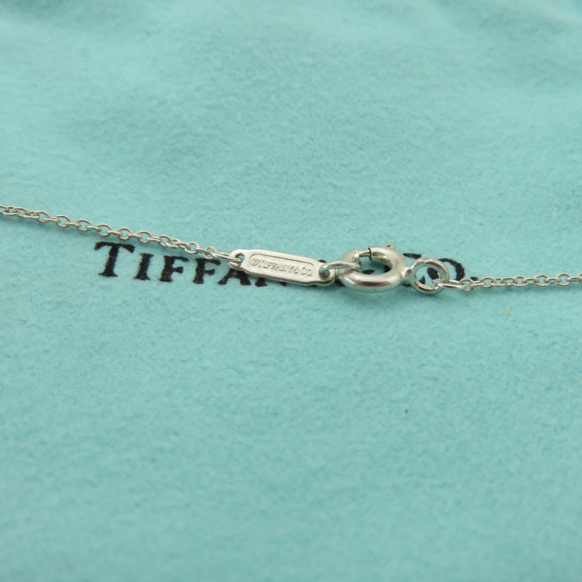 TIFFANY & CO 925 Sterling Silver 1837 Circle Pendant Necklace with Pouch