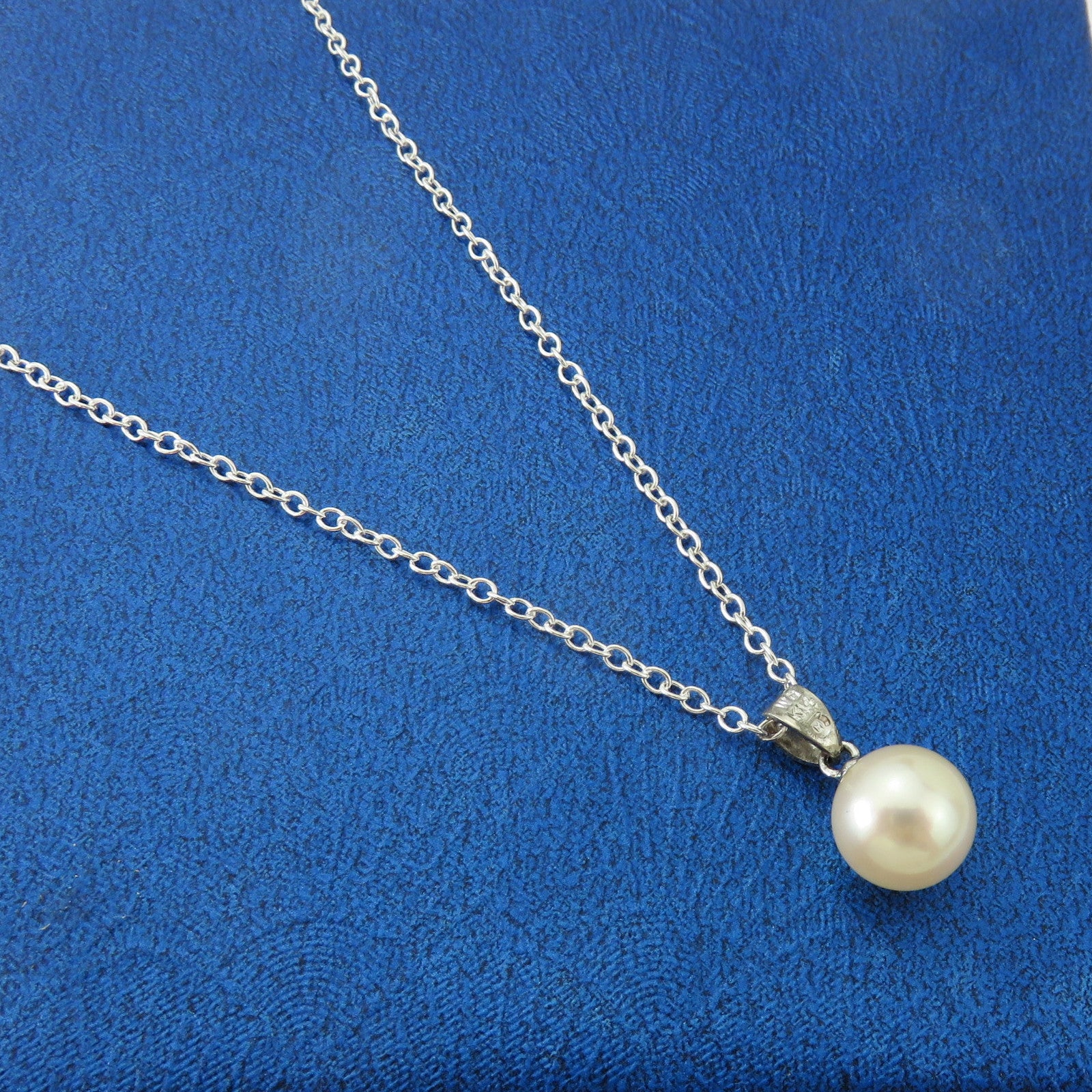 Mikimoto 14K White Gold 8.5mm Akoya Pearl Solitaire Pendant Charm