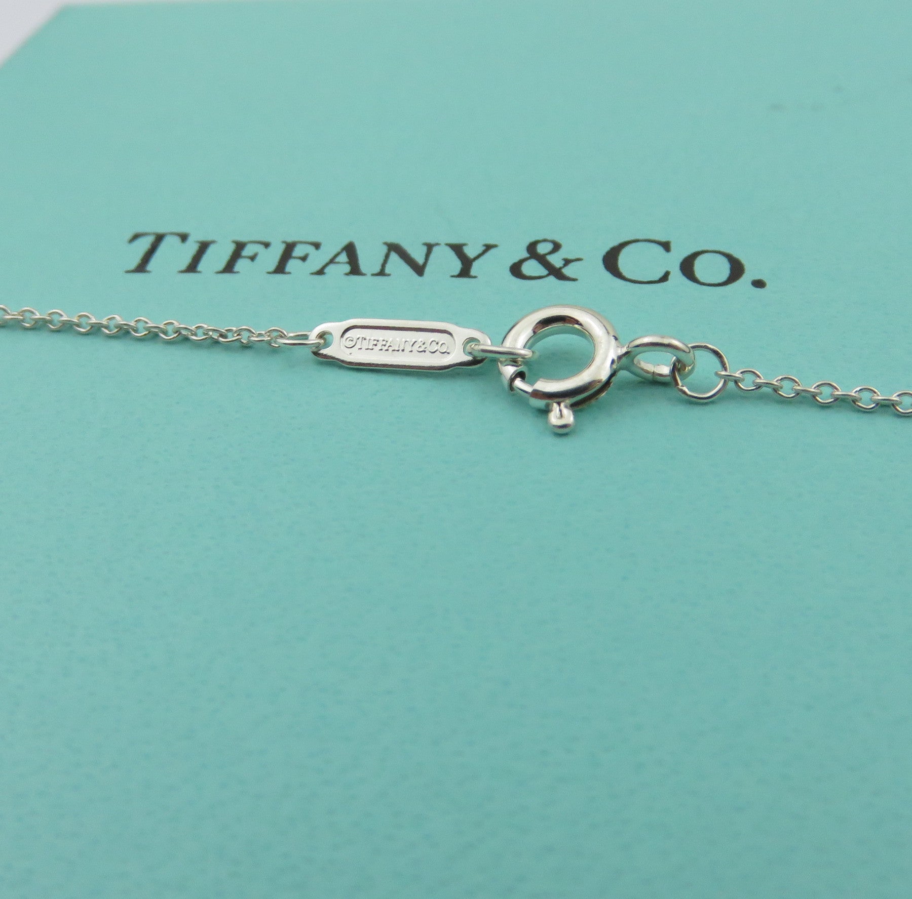 Tiffany & Co 925 Sterling Silver Heart Key Diamond Pendant Necklace with Box