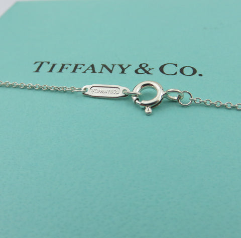 Tiffany & Co 925 Sterling Silver Heart Key Diamond Pendant Necklace with Box