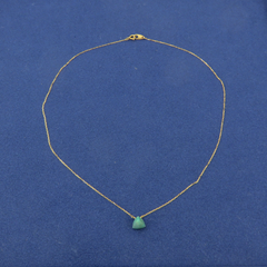 ete 10K Yellow Gold Green Gemstone Necklace Japanese Designer 40cm with Box