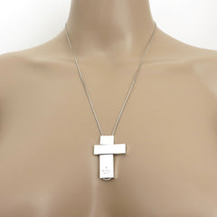 Gucci 925 Sterling Silver Large Cross Unisex Pendant Necklace with Pouch