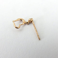 Canal 4℃ 10K Pink Gold Mini Heart Dangle Earrings Cubic Zirconia with Box Japan