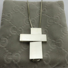 Gucci 925 Sterling Silver Large Cross Unisex Pendant Necklace with Pouch