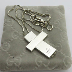 Gucci 925 Sterling Silver Large Cross Unisex Pendant Necklace with Pouch