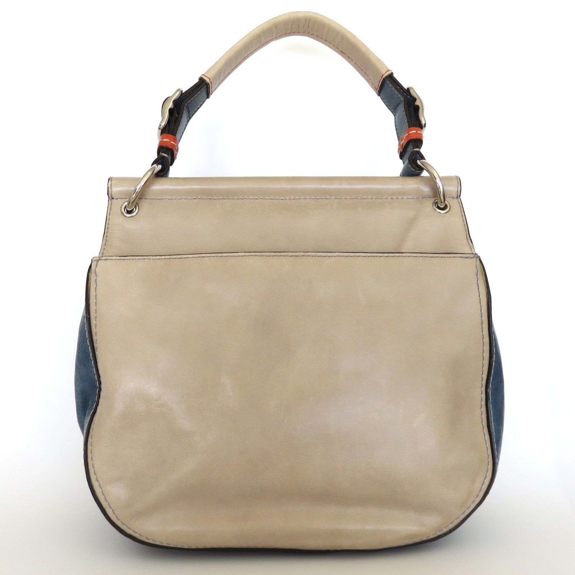 Coach 70th Anniversary Limited Edition Willis Colorblock Tan Blue Orange Handbag