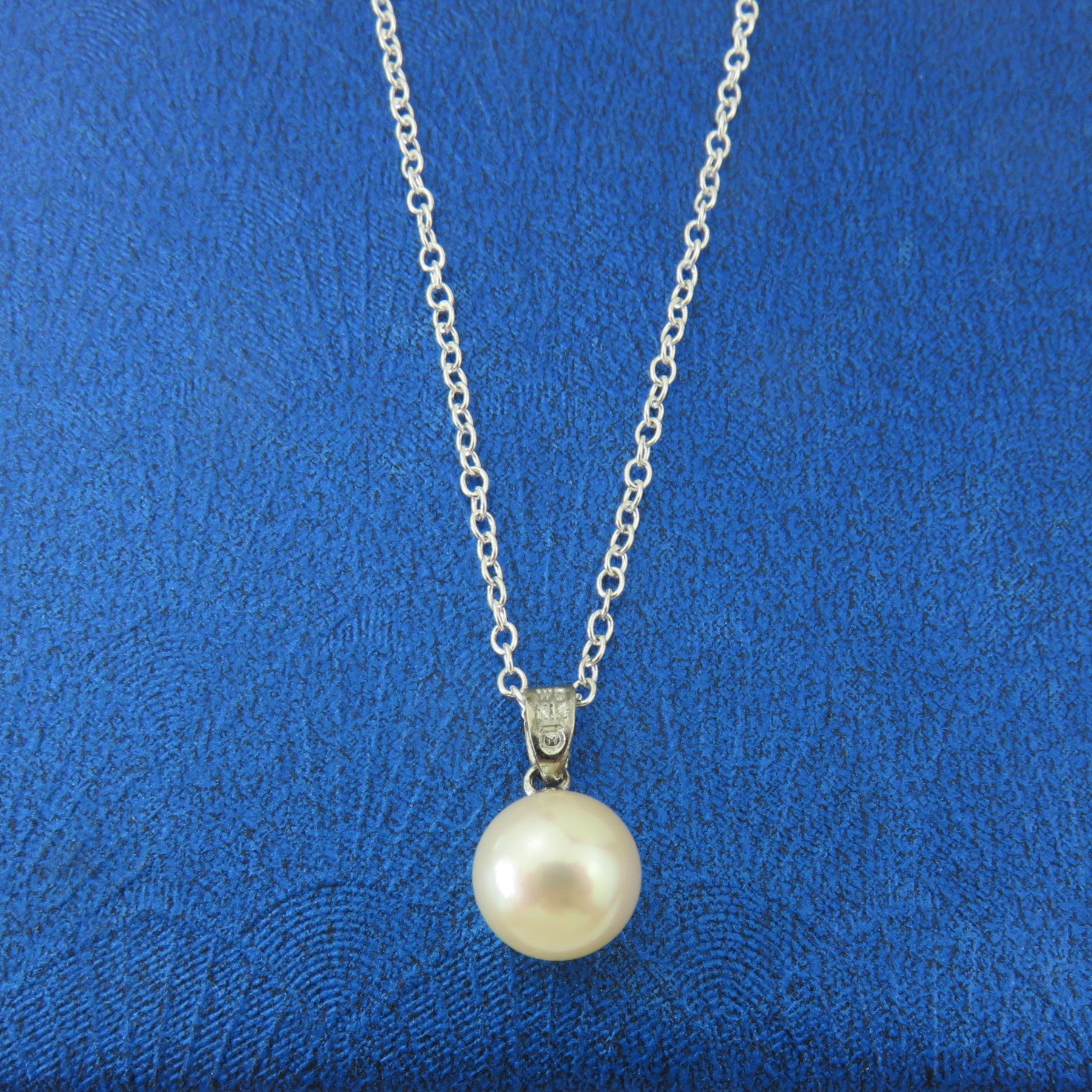 Mikimoto 14K White Gold 8.5mm Akoya Pearl Solitaire Pendant Charm