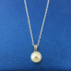 Mikimoto 14K White Gold 8.5mm Akoya Pearl Solitaire Pendant Charm
