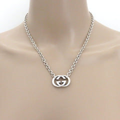 Gucci 925 Sterling Silver Interlocking G Oval Link Unisex Pendant Necklace