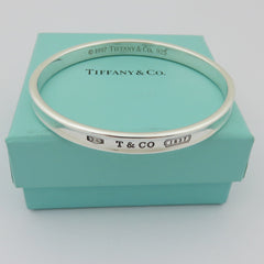 TIFFANY & CO 925 Sterling Silver 1837 Bangle Bracelet with Box 