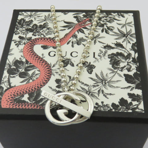 Gucci 925 Sterling Silver Interlocking G Toggle Unisex Necklace with Box