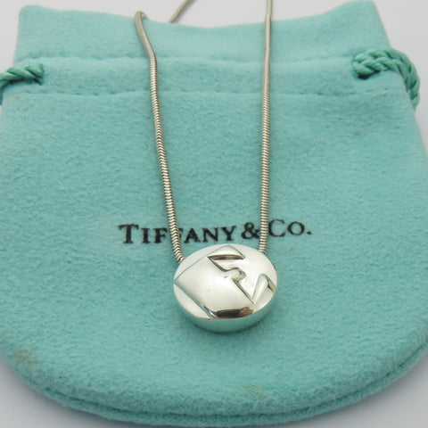 TIFFANY & CO 925 Sterling Silver Letter E Initial Choker Necklace