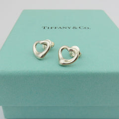 TIFFANY & CO 925 Sterling Silver Open Heart Earrings with Box